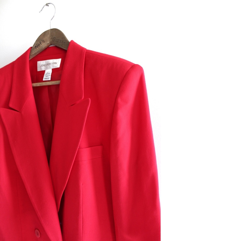 Vintage New Dead Stock Jones New York NWT Red Blazer Suit Jacket 12 - Picture 4 of 7